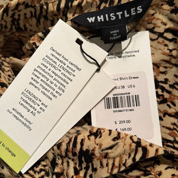Whitles shades of brown/black button front tie waist shirt dress. Size 6. NWT. - Picture 13 of 13